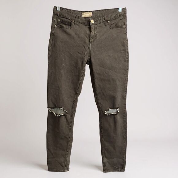 Free People Distressed Destroyed Skinny Jeans Black Women Size 29 – 32” Inseam - Picture 1 of 5